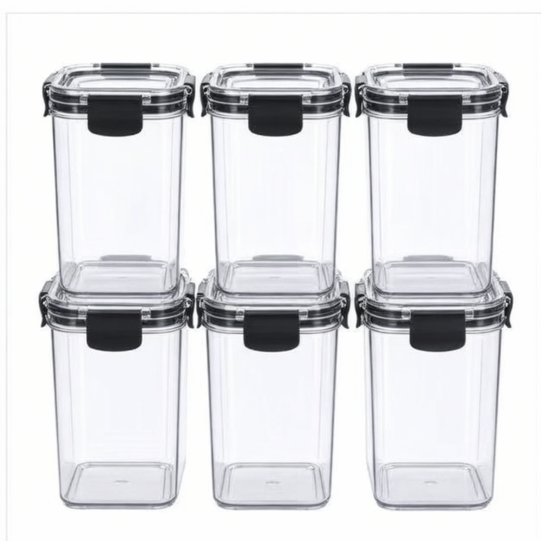 Airtight Kitchen Storage Container Set with Locking Lid | Pack of 6 | Fridge and Pantry Organizer
