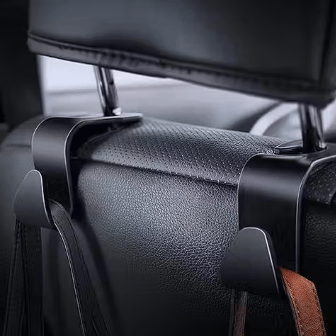 Car Backseat Headrest Hook Hangers | Set of 4 | Black | Universal Fit for All Cars | Hands-Free Storage