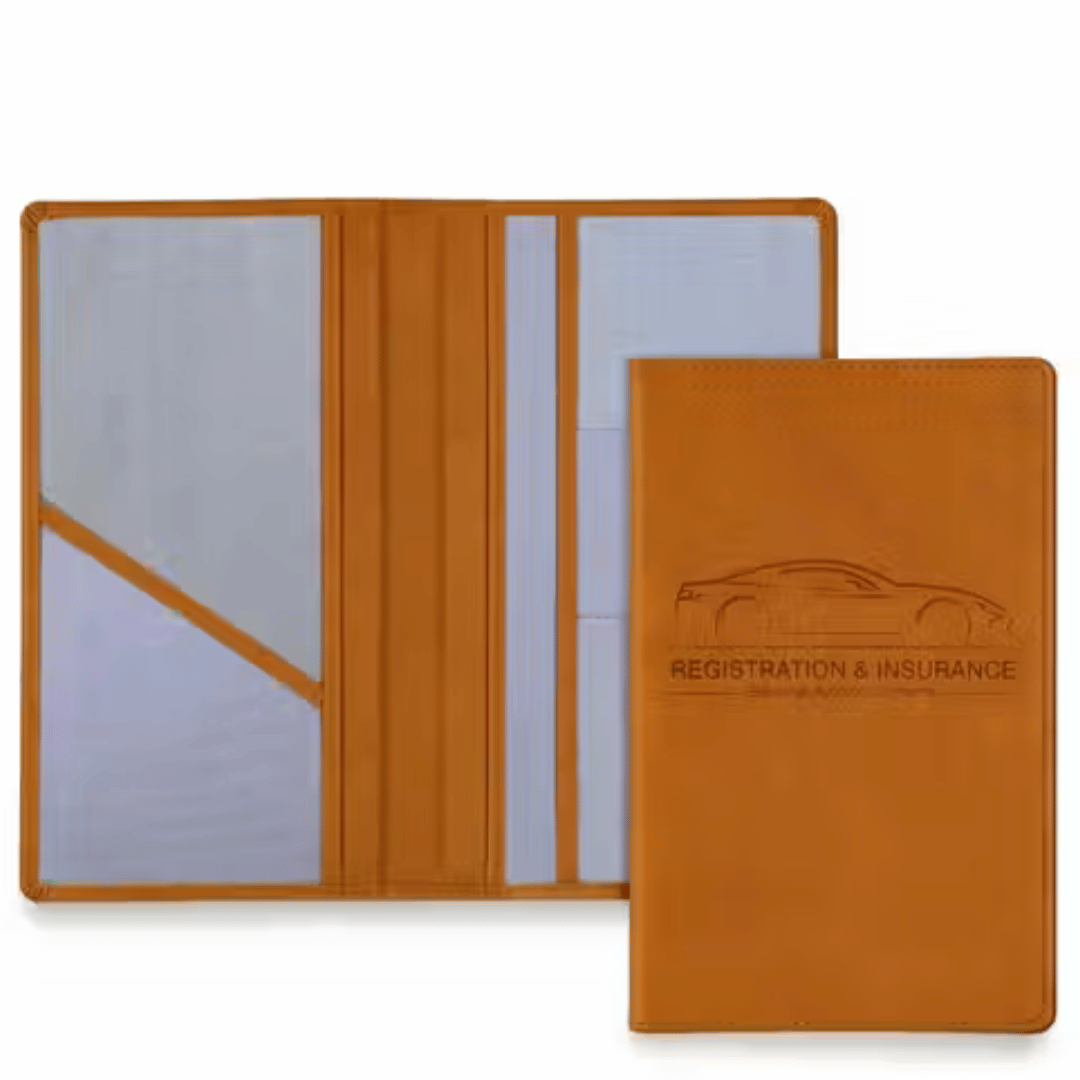Premium PU Leather Car Document Holder | RC, Insurance and PUC Organizer File | Brown