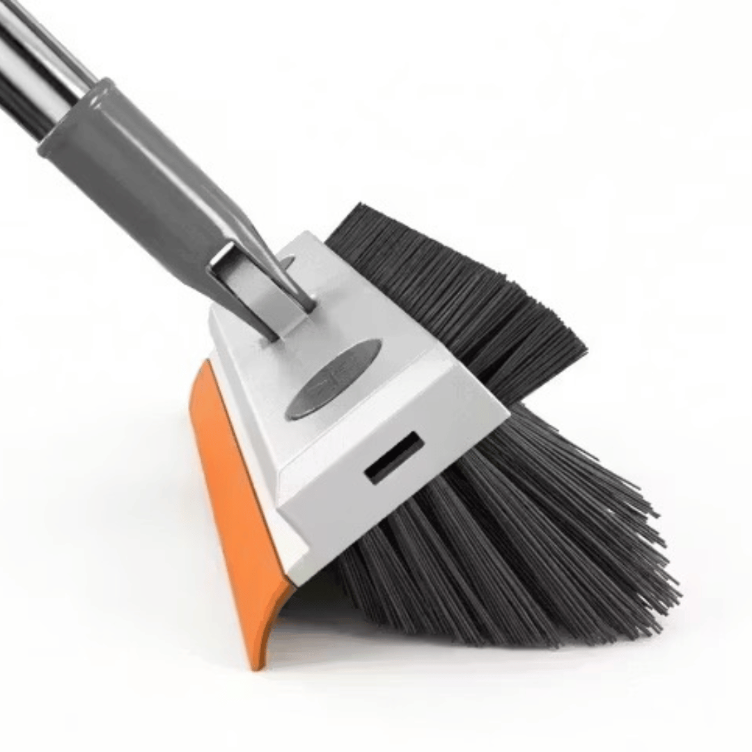 3-in-1 Bathroom Cleaning Brush with Wiper and Long Handle | 180 Degree Rotating Floor Scrub Brush for Tiles | Home and Kitchen