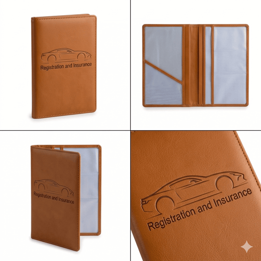 Premium PU Leather Car Document Holder | RC, Insurance and PUC Organizer File | Brown