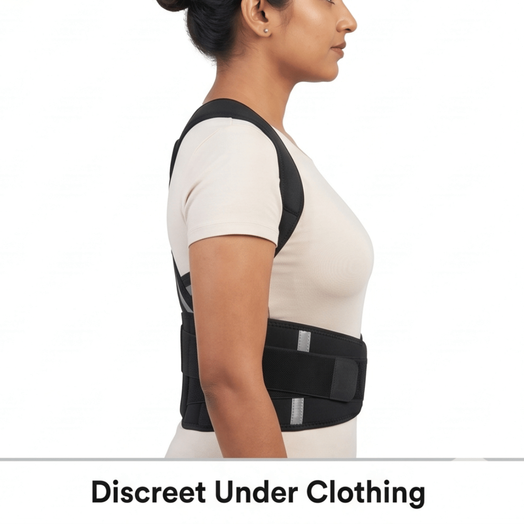 Neoprene Posture Corrector Belt | Back and Shoulder Support Brace | For Men and Women | Waist Size 32 to 38