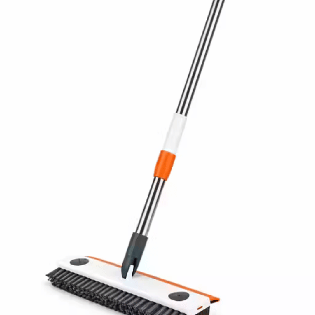 3-in-1 Bathroom Cleaning Brush with Wiper and Long Handle | 180 Degree Rotating Floor Scrub Brush for Tiles | Home and Kitchen