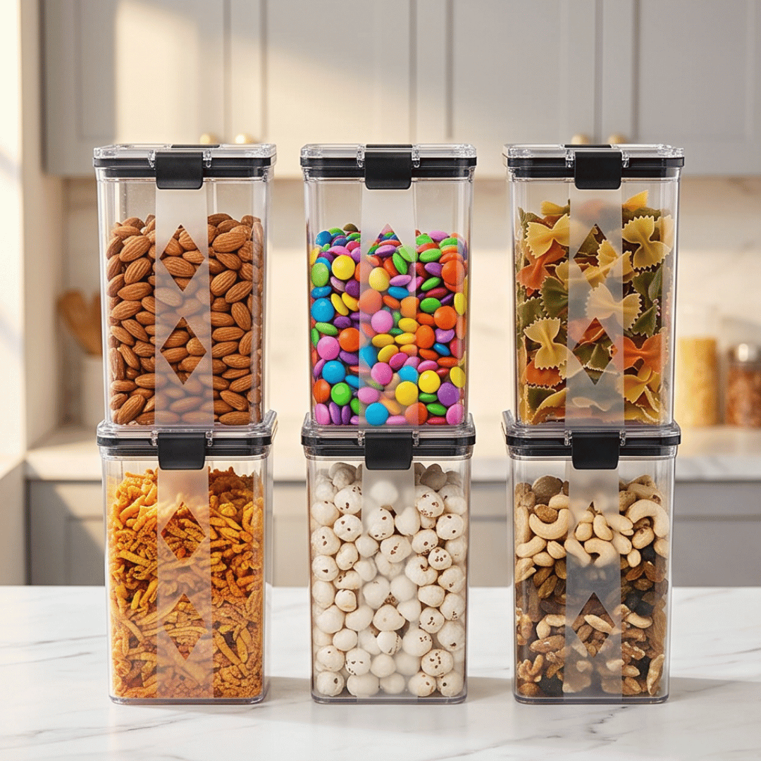 Airtight Kitchen Storage Container Set with Locking Lid | Pack of 6 | Fridge and Pantry Organizer