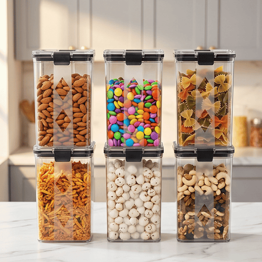 Airtight Kitchen Storage Container Set with Locking Lid | Pack of 6 | Fridge and Pantry Organizer