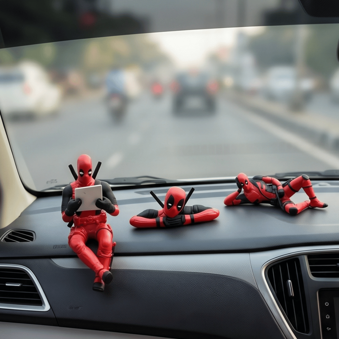 PVC Superhero Action Figure Set | 3 Movable Joint Models | Desk, Home and Car Decor | Red
