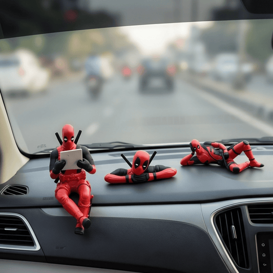 PVC Superhero Action Figure Set | 3 Movable Joint Models | Desk, Home and Car Decor | Red